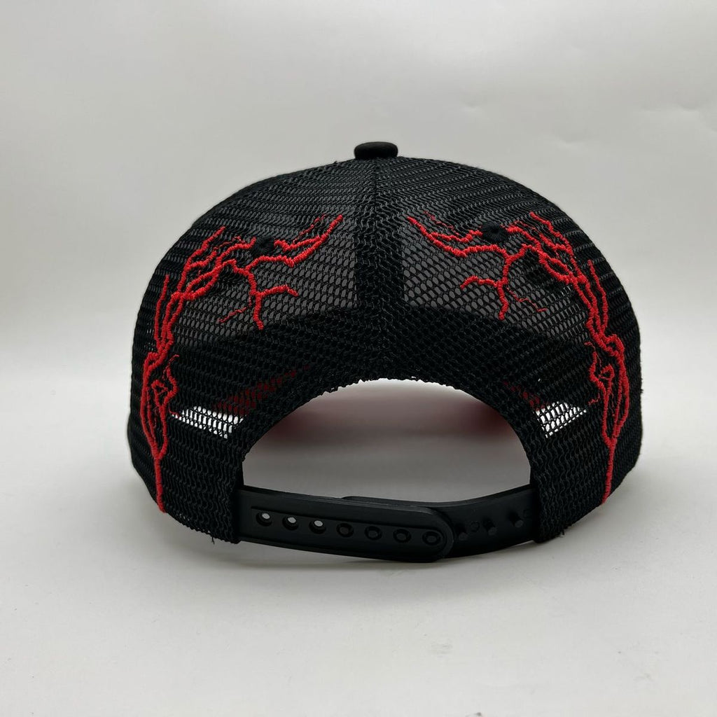 Hudson Hat - +Icons Suede Trucker Hat  - Black-Red - CD0316