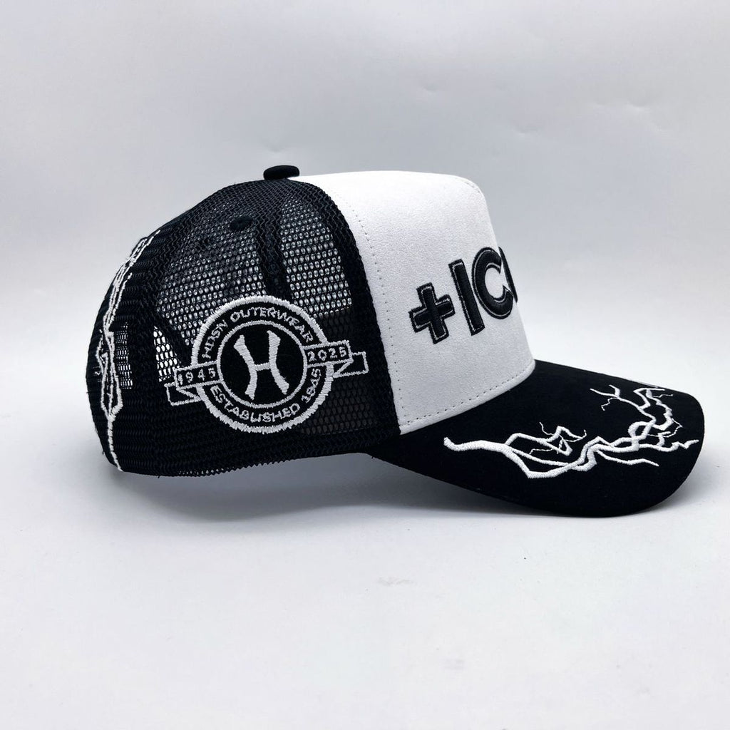 Hudson Hat - +Icons Suede Trucker Hat  - White-Black