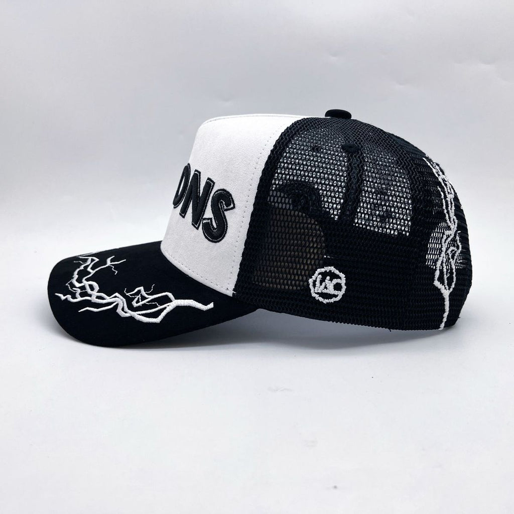 Hudson Hat - +Icons Suede Trucker Hat  - White-Black
