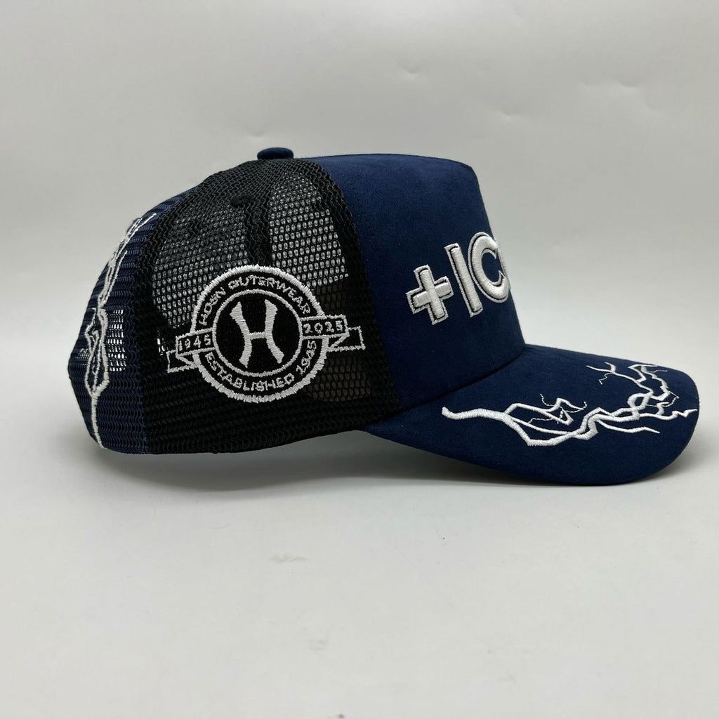 Hudson Hat - +Icons Suede Trucker Hat  - Blue - CD0277