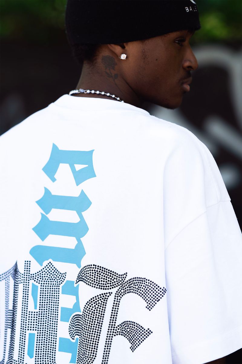 Mixed Emotion T-Shirt - Angel Rhinestone Tee - White