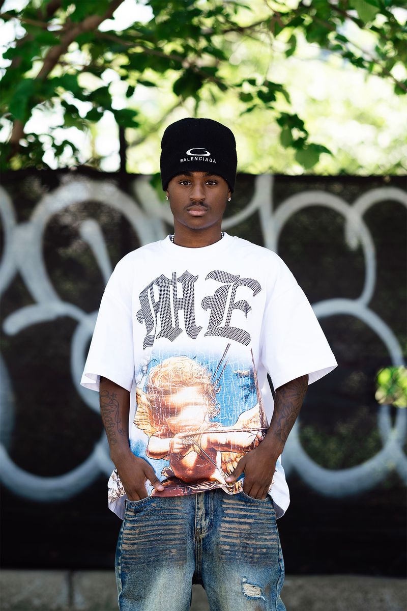 Mixed Emotion T-Shirt - Angel Rhinestone Tee - White