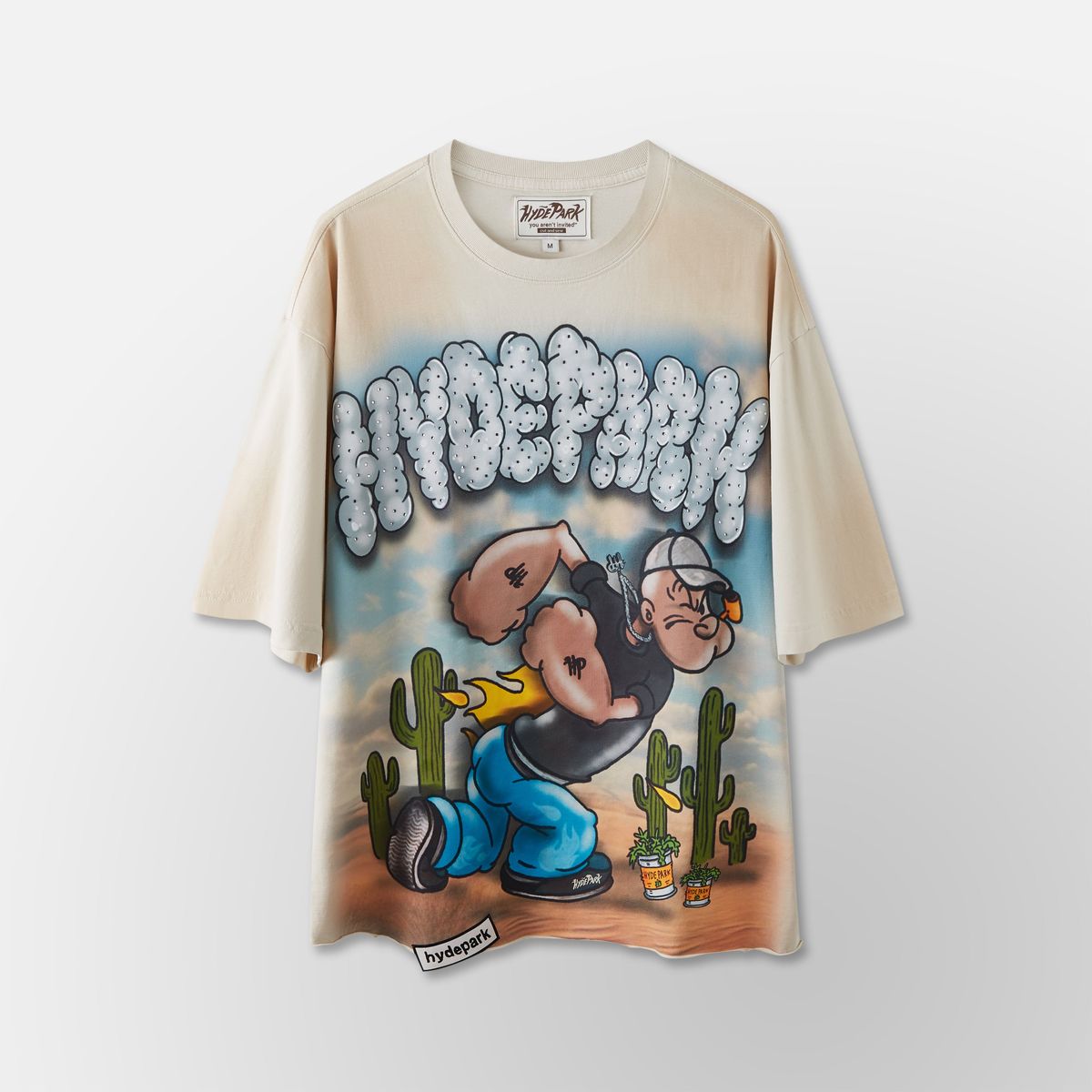 Hyde Park T-Shirt - Puffing Spinach Tee - Cream