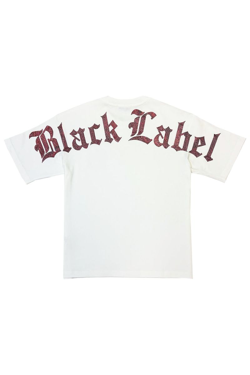 Black Label T-Shirt - BL BLING - White & Red - 888-W