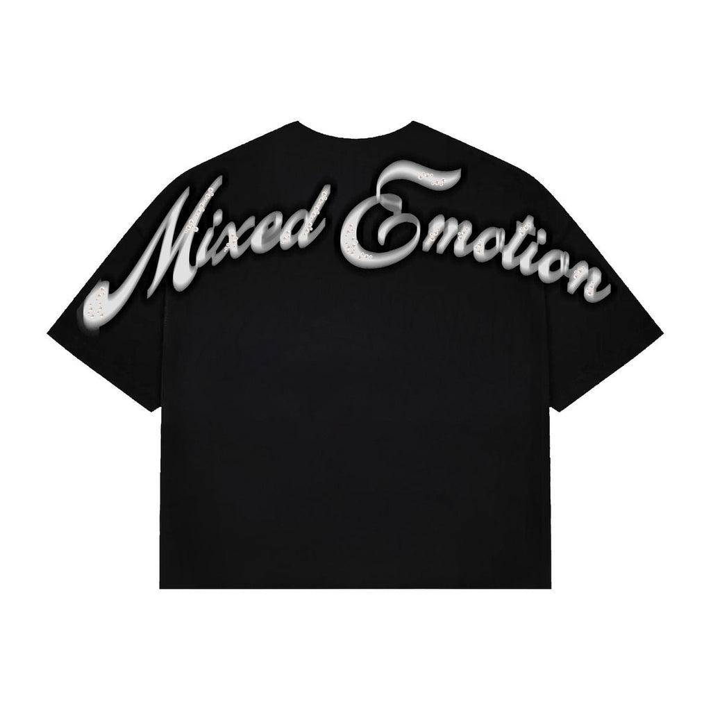 Mixed Emotion T-Shirt - Pearl Cropped - Black