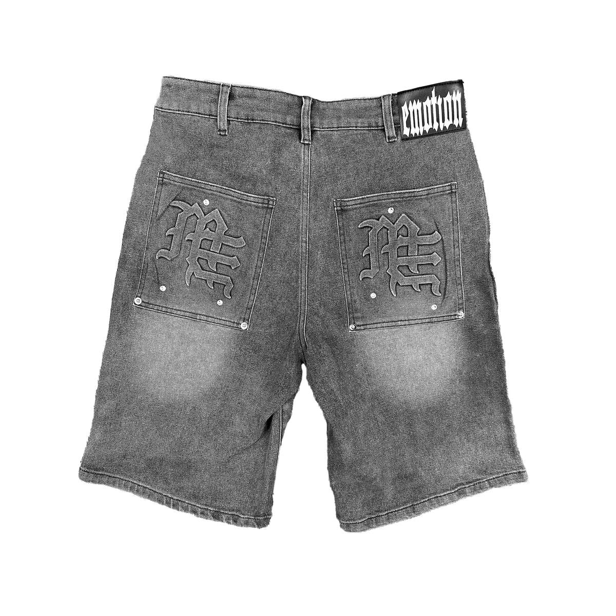 Mixed Emotion Shorts - Paisley - Black Wash Denim