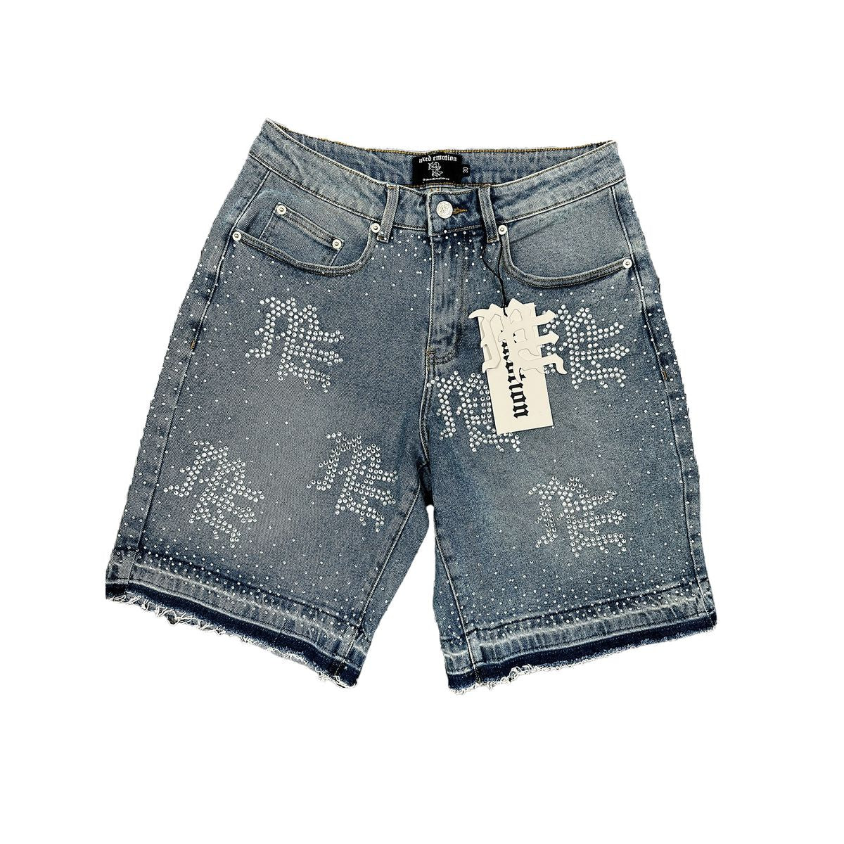 Mixed Emotion Shorts - ME Rhinestone - Blue Denim