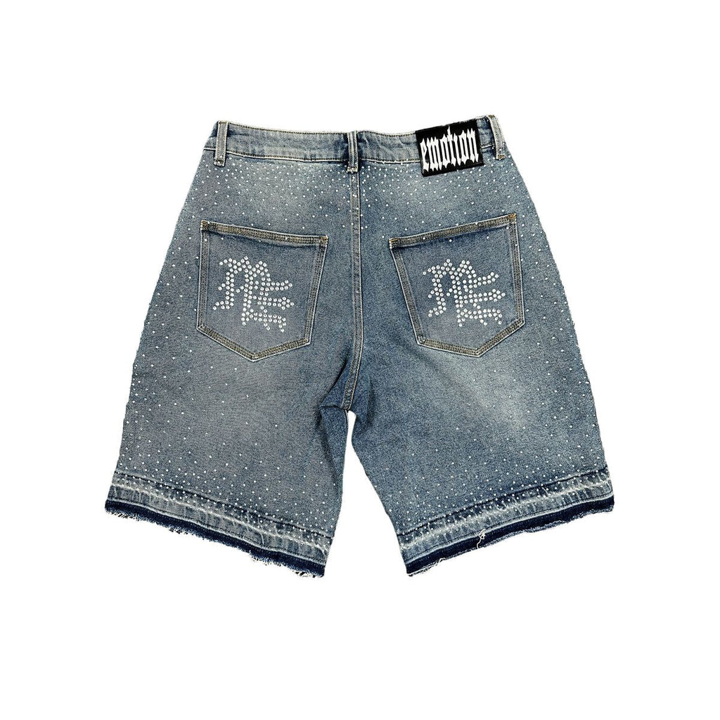 Mixed Emotion Shorts - ME Rhinestone - Blue Denim