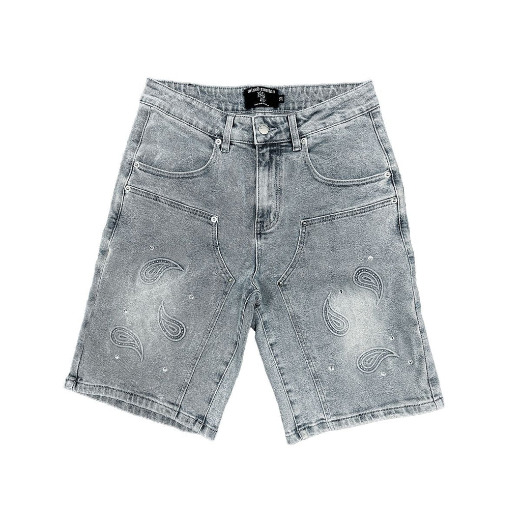 Mixed Emotion Shorts - Paisley - Blue Denim