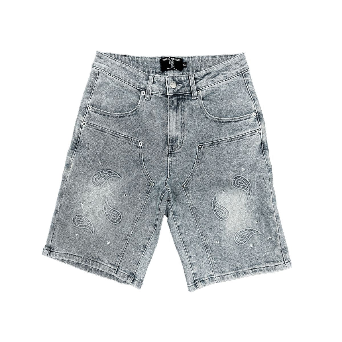 Mixed Emotion Shorts - Paisley - Blue Denim