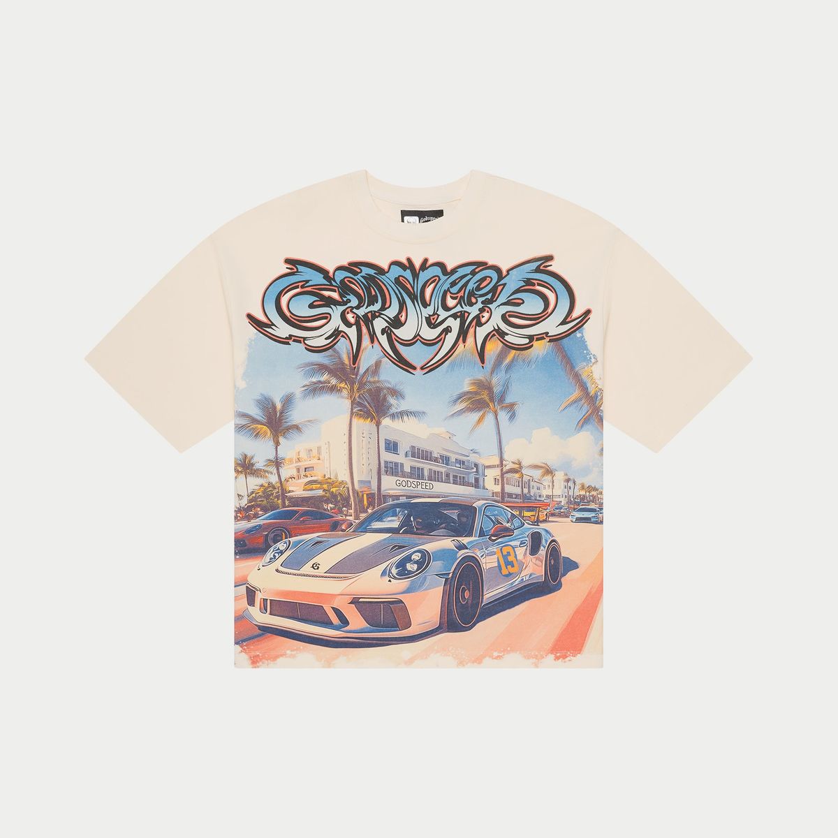 Godspeed T-Shirt - Car Meet Miami - Bone