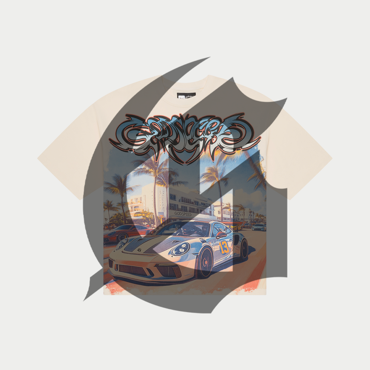 Godspeed T-Shirt - Car Meet Miami - Bone
