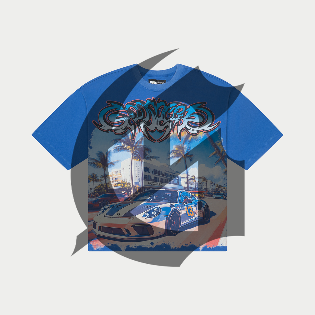 Godspeed T-Shirt - Car Meet Miami - Blue Wash