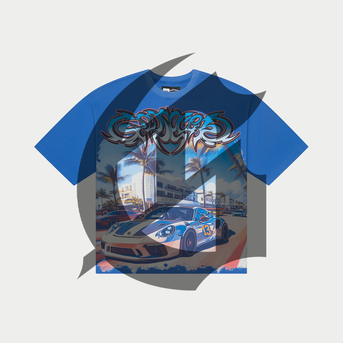Godspeed T-Shirt - Car Meet Miami - Blue Wash