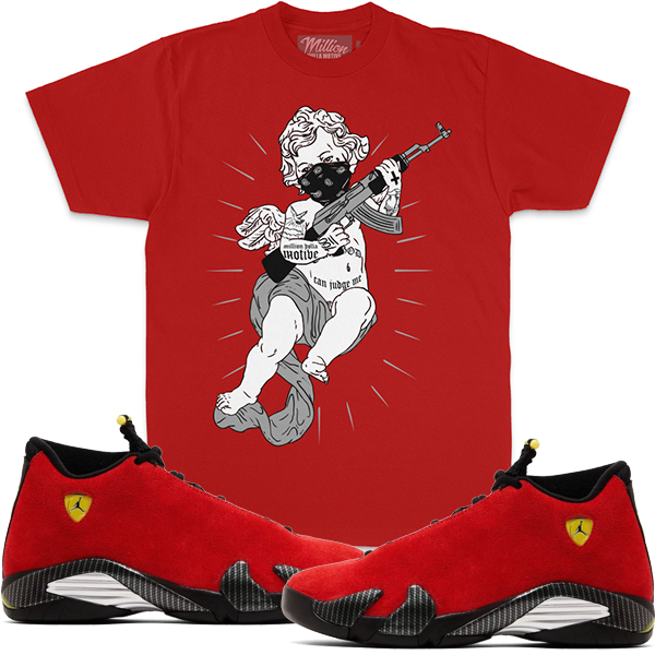 Motive Denim T-Shirt - Tattooed Angel - Red