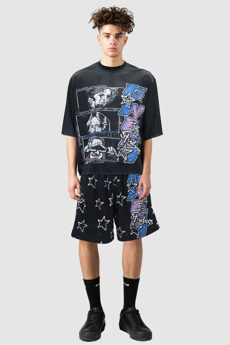 G West Short Set - Can You Help Me - Mesh - Black - GWRMSB5002