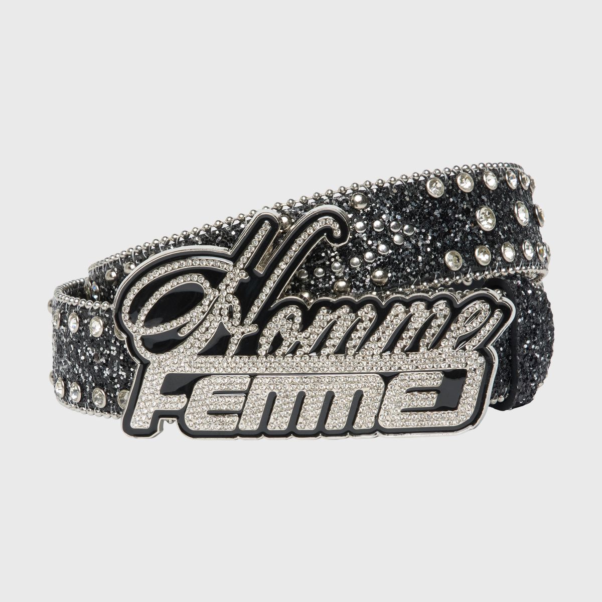 Homme+Femme Belt - Signature Encrusted - Black - HFSS2025300