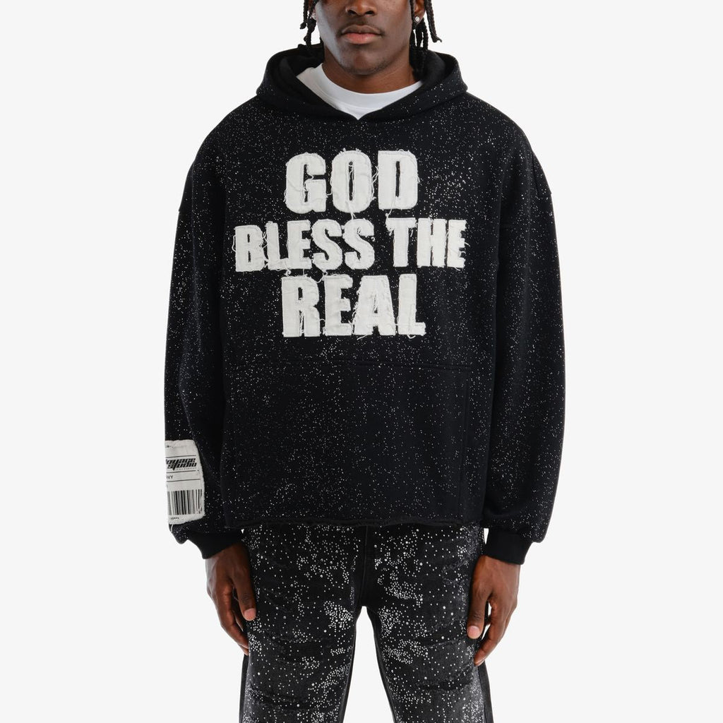 Copper Rivet Hoodie - God Bless The Real - Black - 53J13-BK-YYE6
