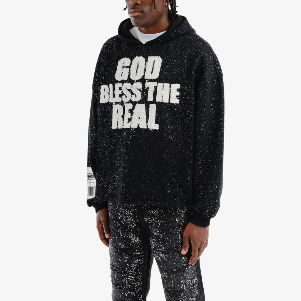 Copper Rivet Hoodie - God Bless The Real - Black - 53J13-BK-YYE6