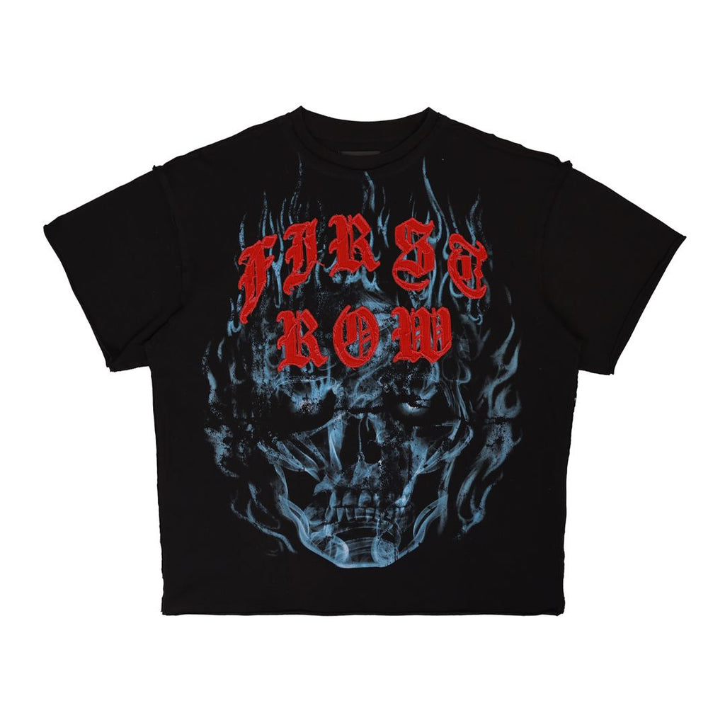First Row T-Shirt - Wake Up And Be Fierce Flame Applique - Black - FRT2227
