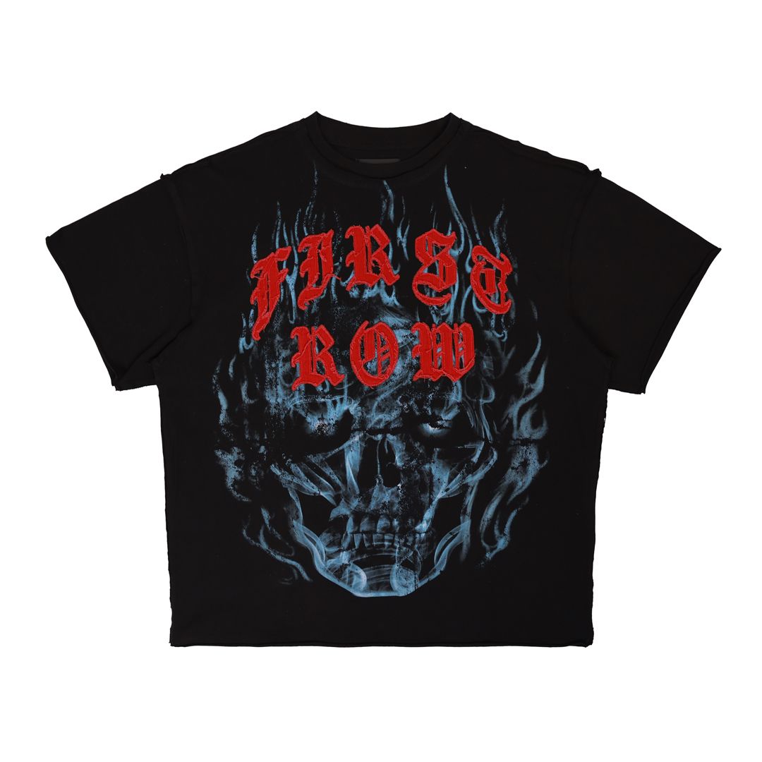 First Row T-Shirt - Wake Up And Be Fierce Flame Applique - Black - FRT2227