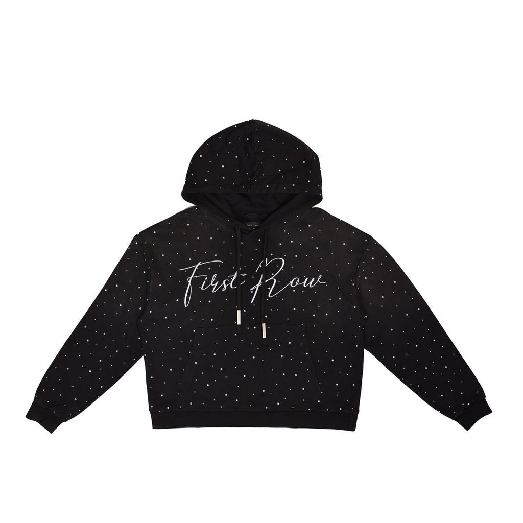 First Row Hoodie - Allover Rhine Stone Pullover - Black - FRF2200