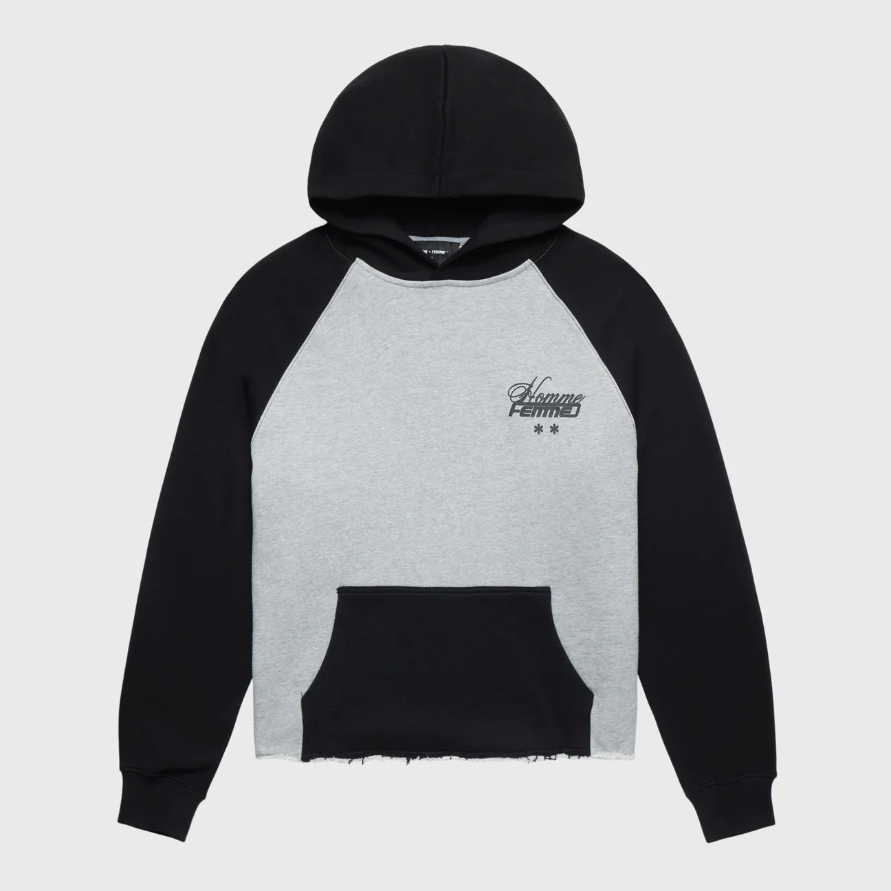 Homme+Femme Hoodie - Westwood Raglan - Black And Grey - HFFW202490