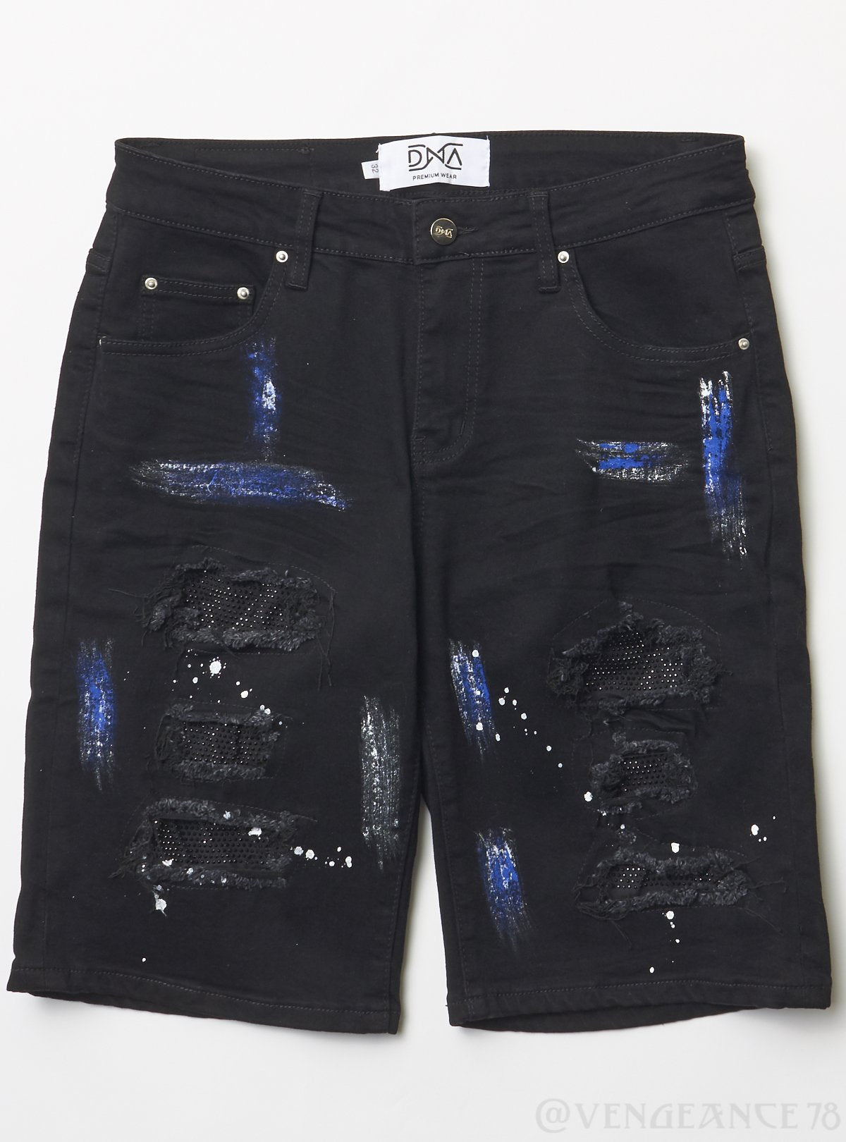 DNA Jean Shorts - Black with Black Stones