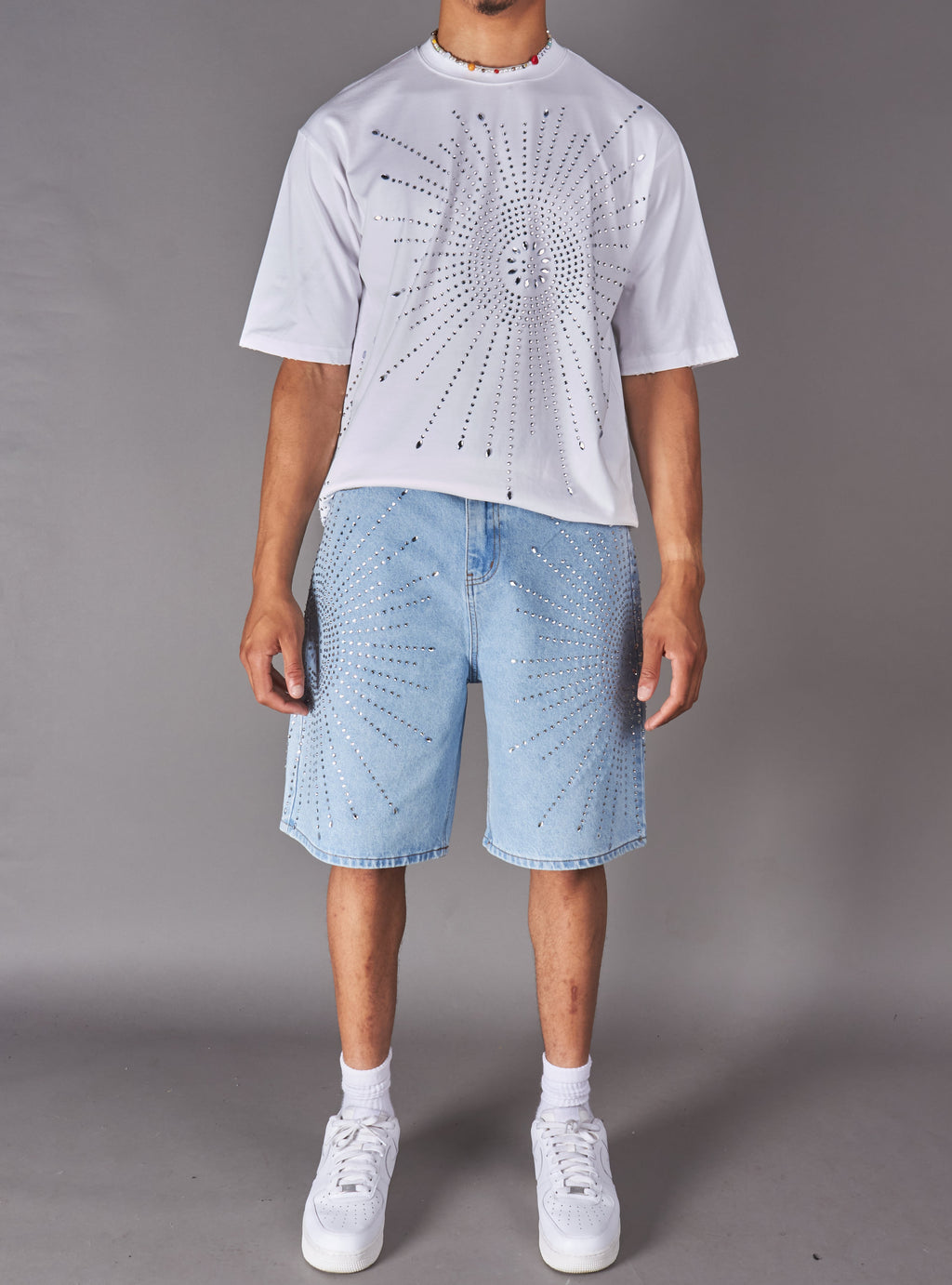 Politics Shorts - Carlen - Silver On Light Blue - 052