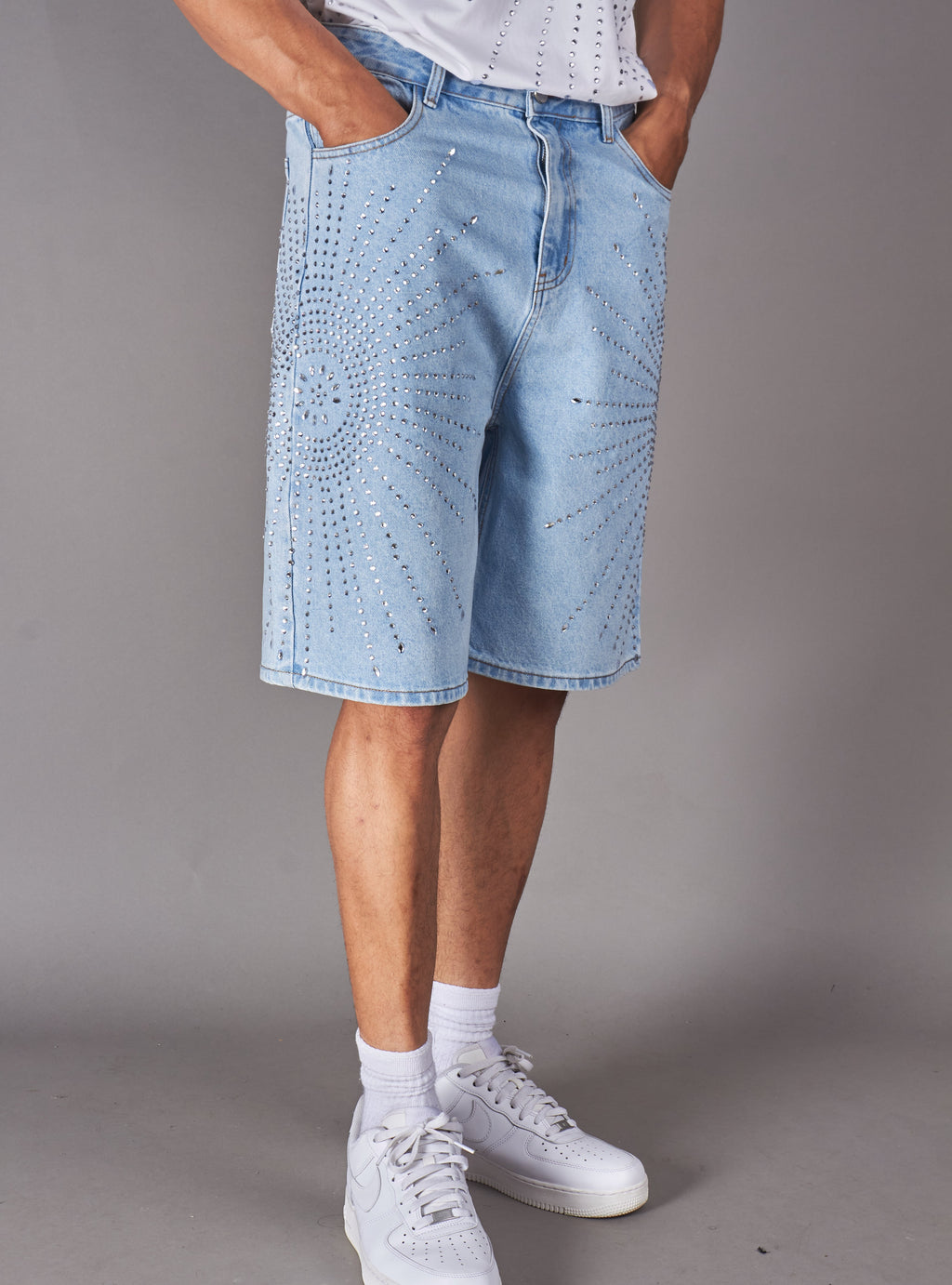 Politics Shorts - Carlen - Silver On Light Blue - 052