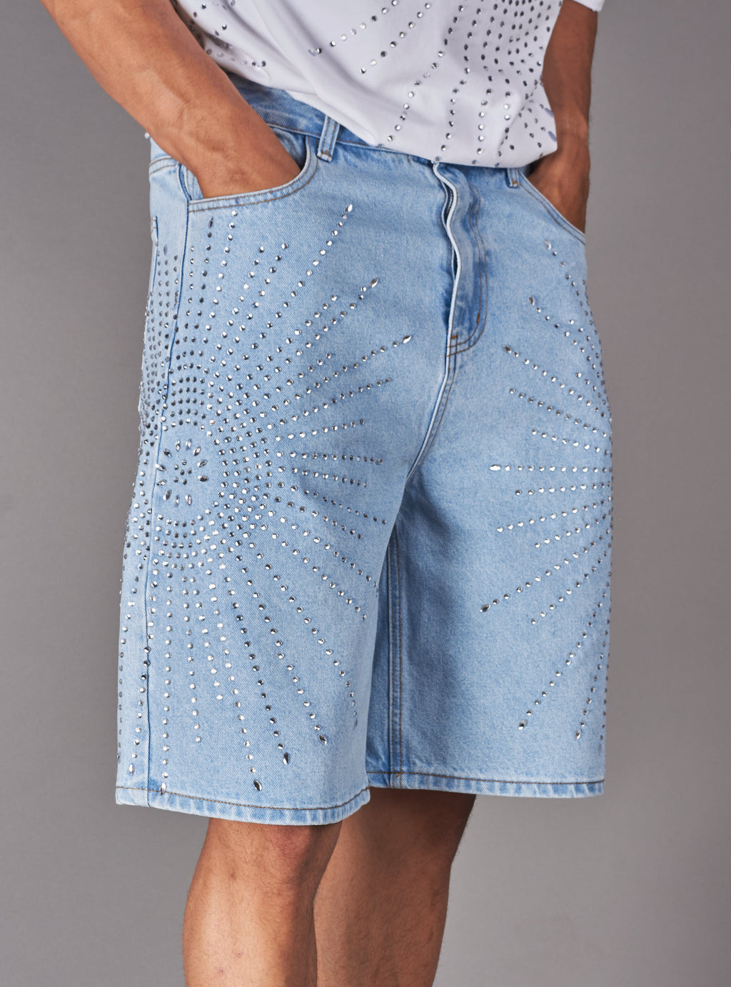 Politics Shorts - Carlen - Silver On Light Blue - 052