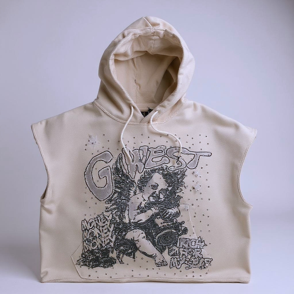 G West T-Shirt - Rich For Myself Sleevless Cropped - Grey Violet - APCSLSET9304