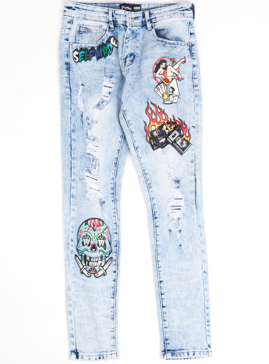 Motive Denim Jeans - Graffiti - Light Blue - M60