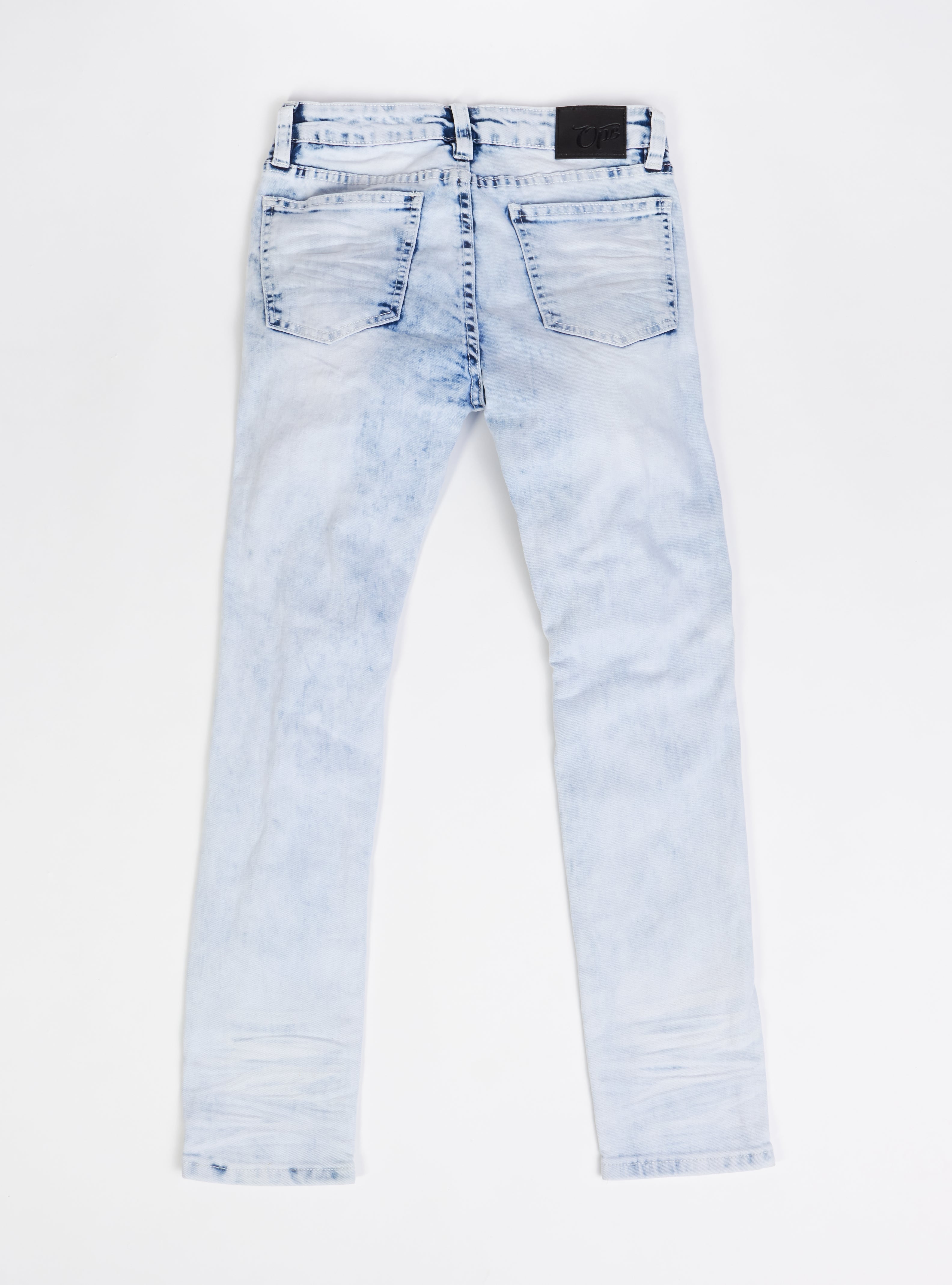Ops Kids Jeans - Biker Knee Patch - Bleach and Grey - OPS2001GK