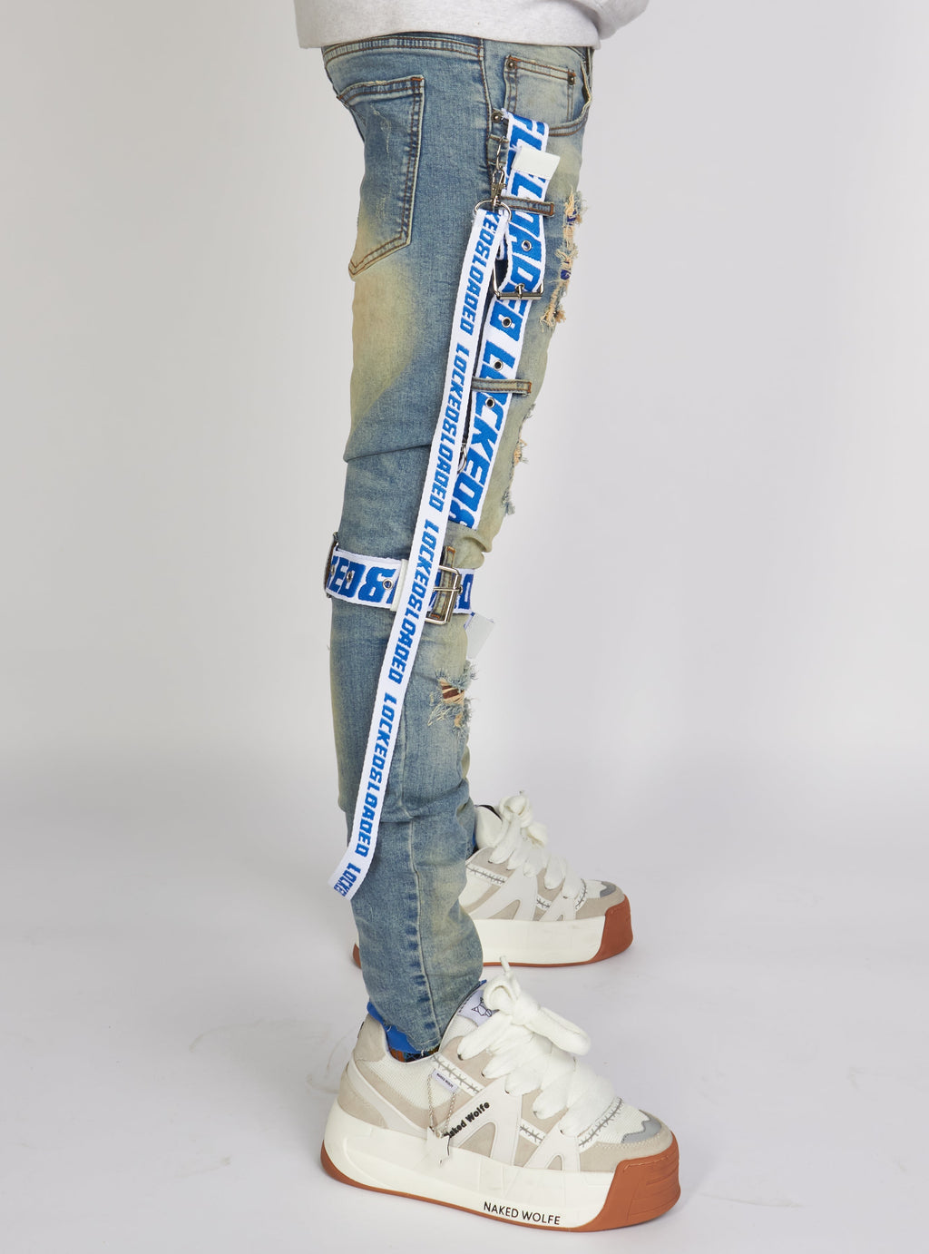 LNL Jeans - Straps - Mid Blue And Royal Blue - LLCDP0925562