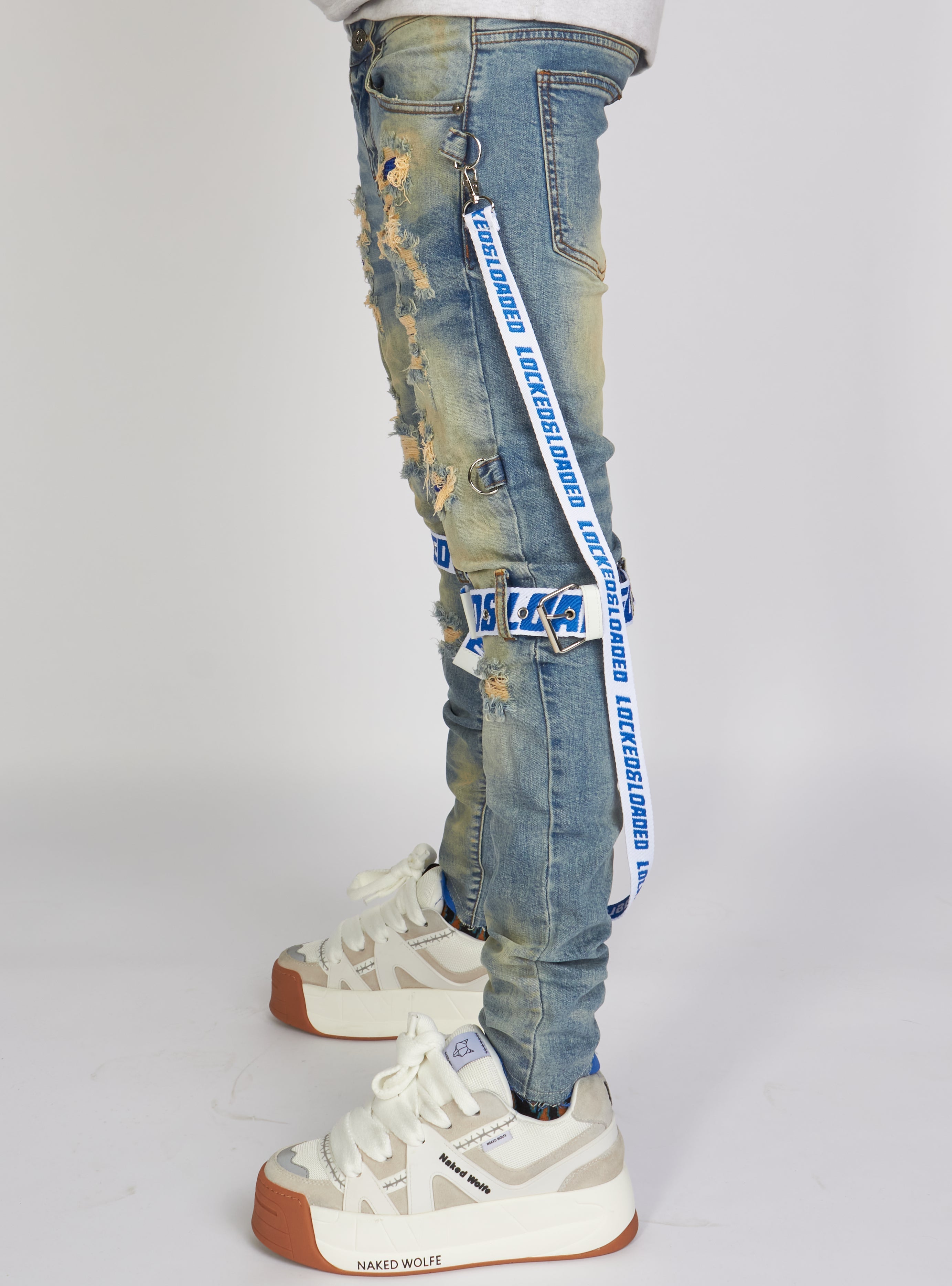 LNL Jeans - Straps - Mid Blue And Royal Blue - LLCDP0925562