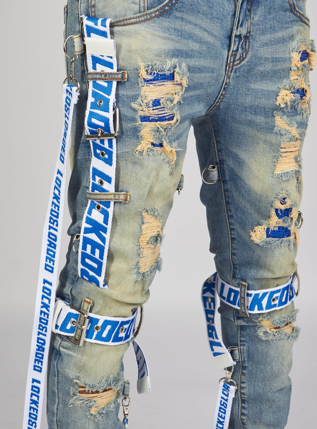 LNL Jeans - Straps - Mid Blue And Royal Blue - LLCDP0925562