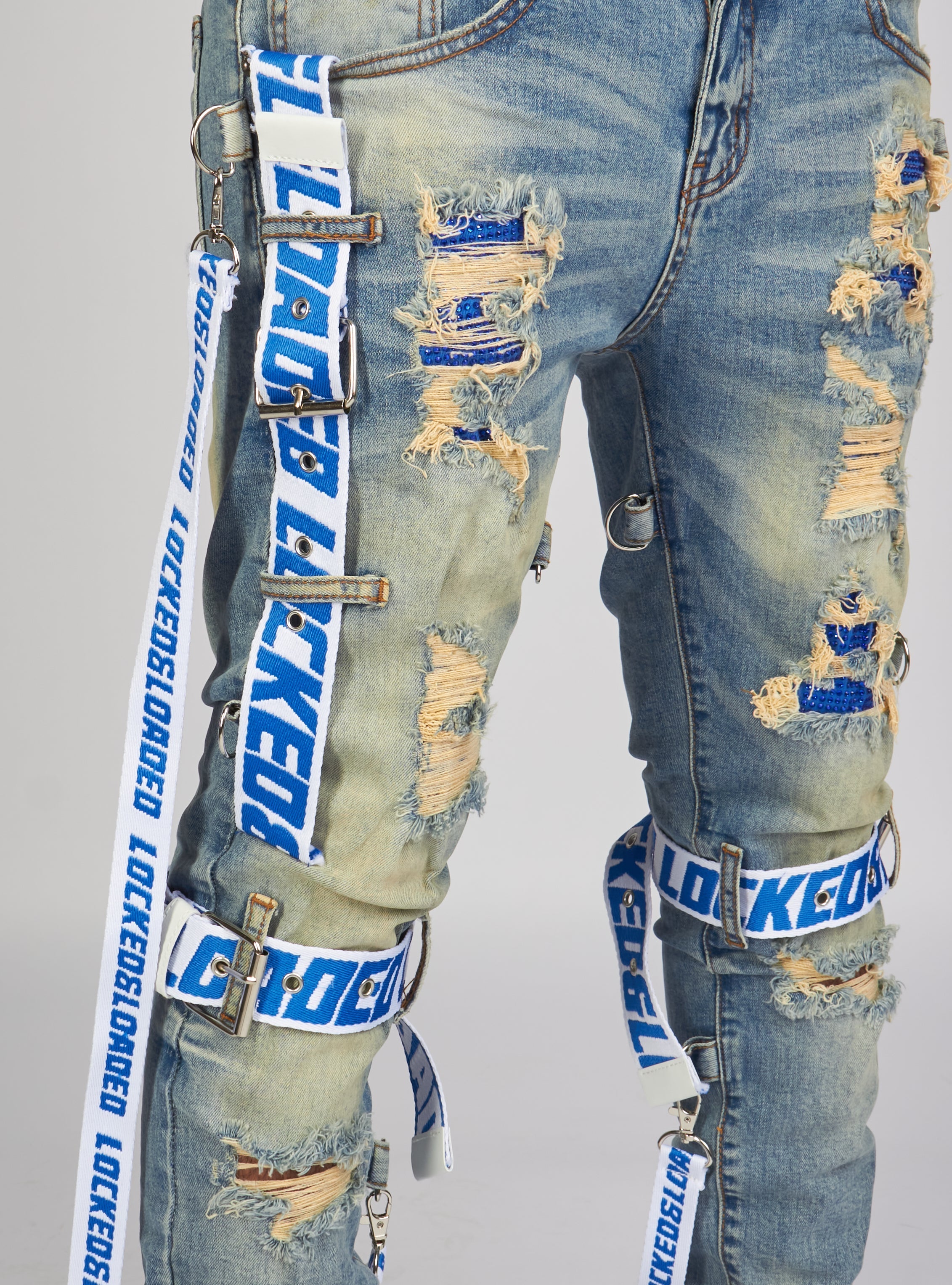 LNL Jeans - Straps - Mid Blue And Royal Blue - LLCDP0925562