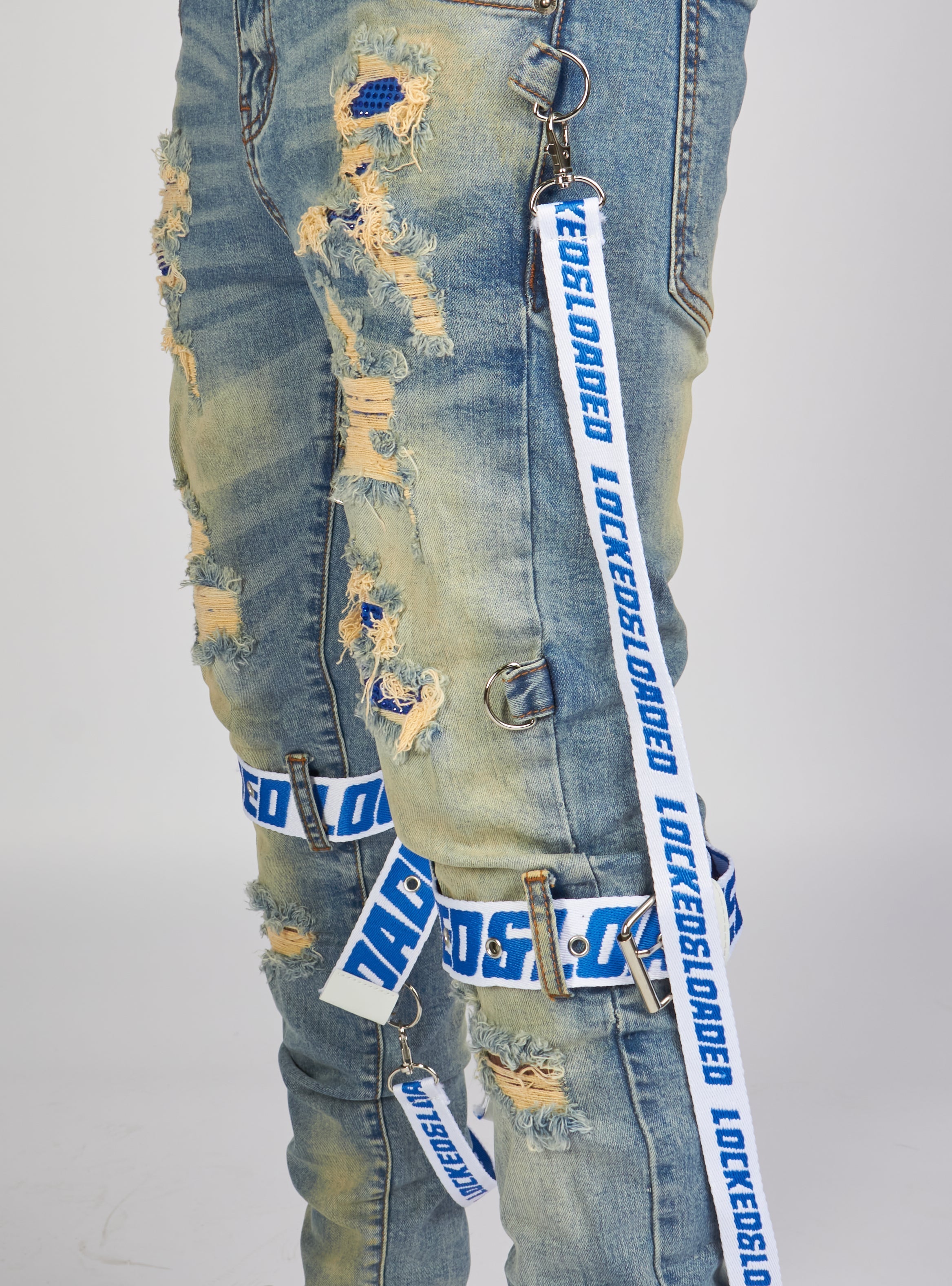 LNL Jeans - Straps - Mid Blue And Royal Blue - LLCDP0925562