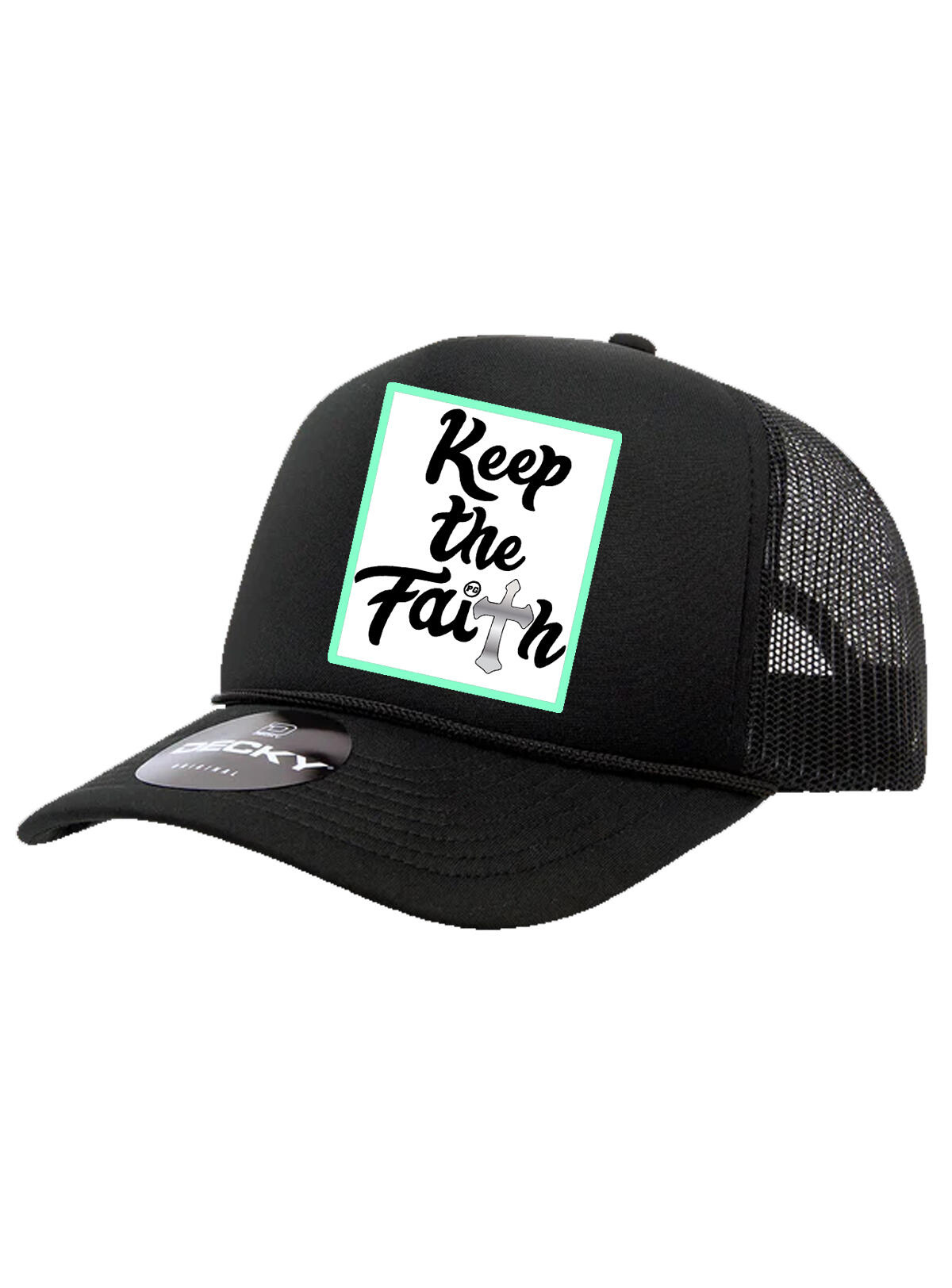 Pg Apparel Hat - Keep The Faith Trucker - Black\Mint - KTF200