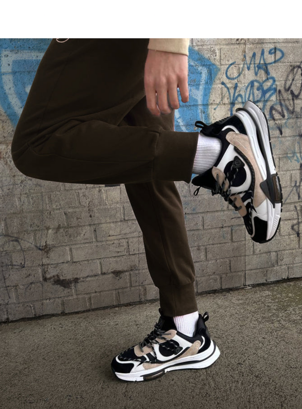 Javi Shoes - Ambitious - White Black And Beige