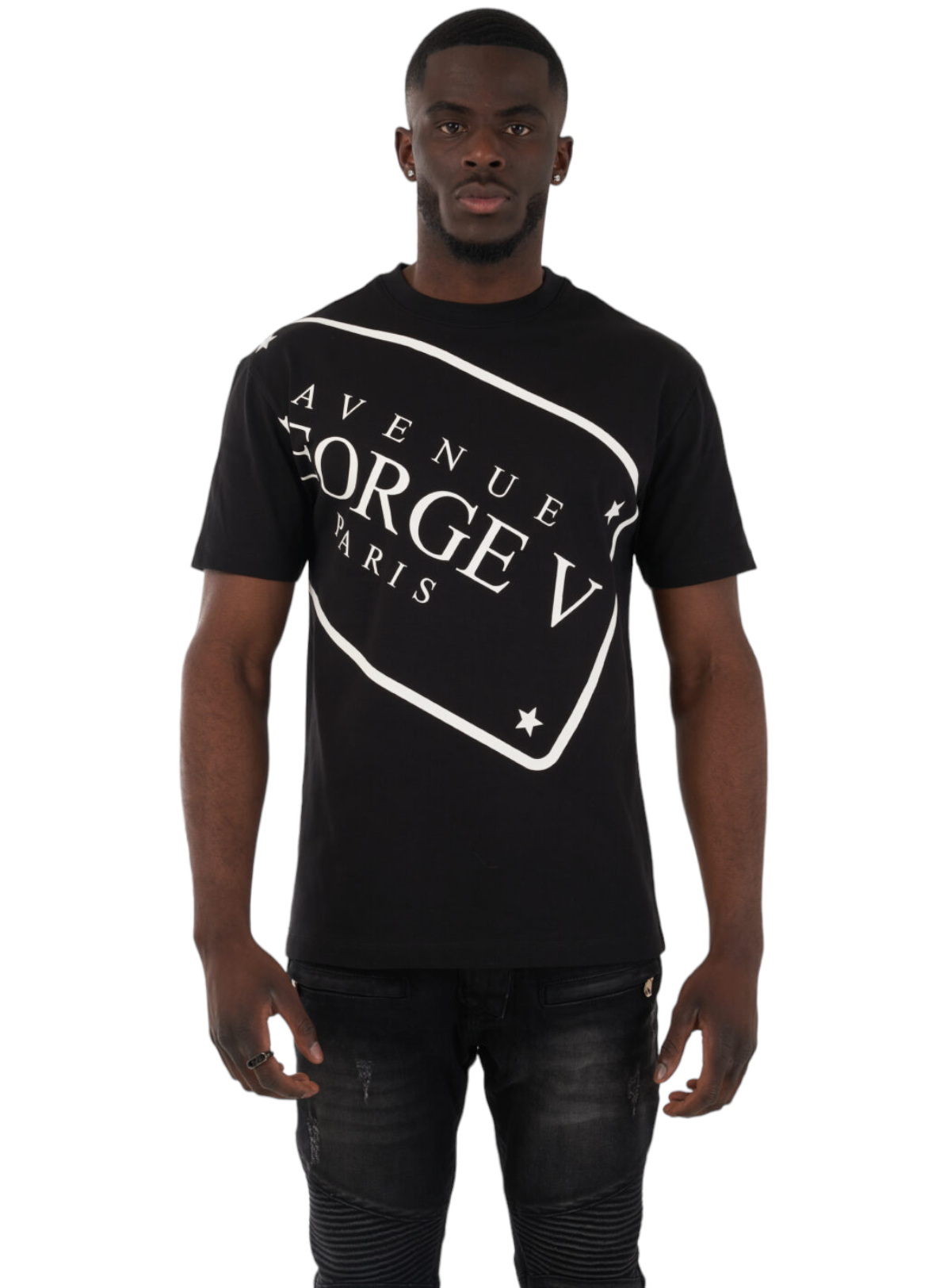 George V T-Shirt - Paris Panel - Black - GV2562