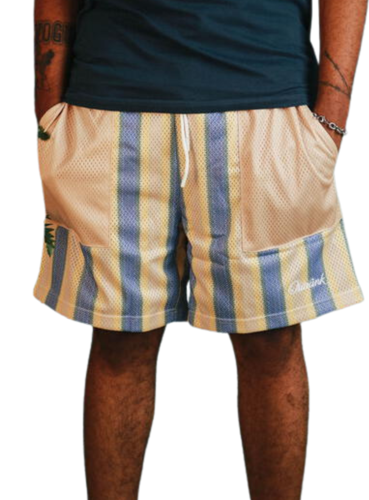 Outrank Shorts - Destin 7" Mesh Patch Pocket - Mutlicolor Stripe - ORS089
