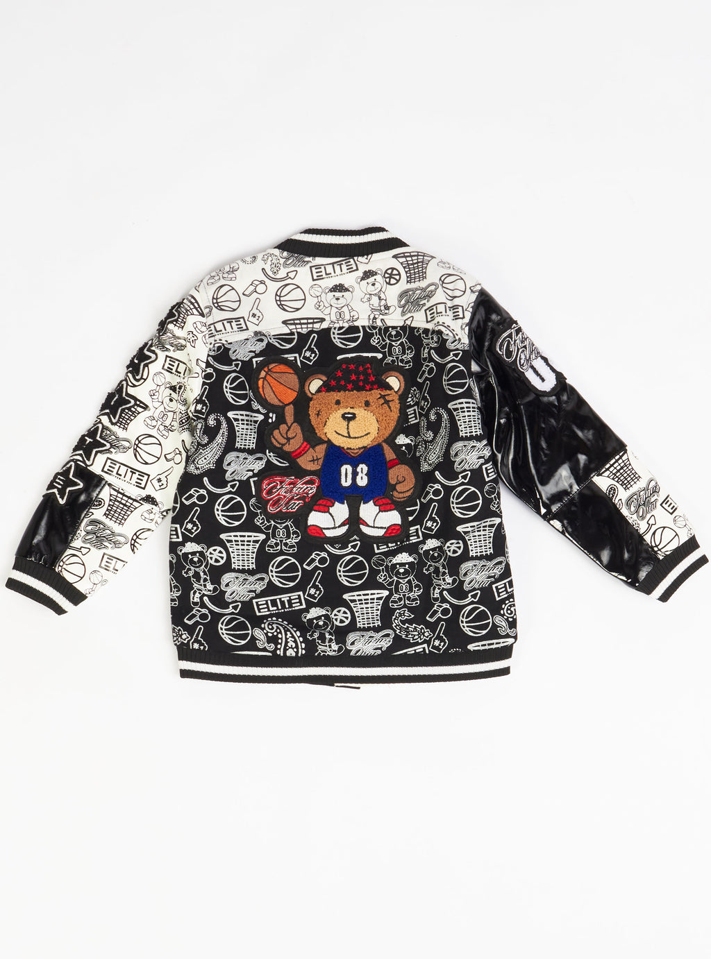 Elite Kids Jacket - Patch Varsity - Black And White - 4070-JR