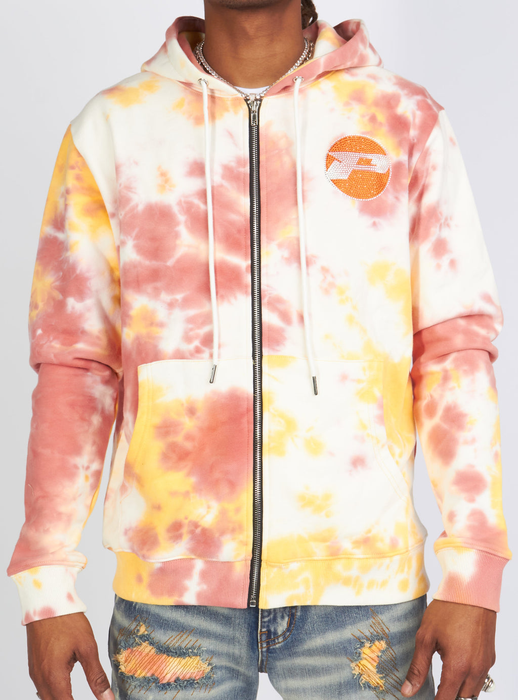 Politics Hoodie - Mikan Tie Dye Zip Up -  Yellow And Multi - MIKAN352