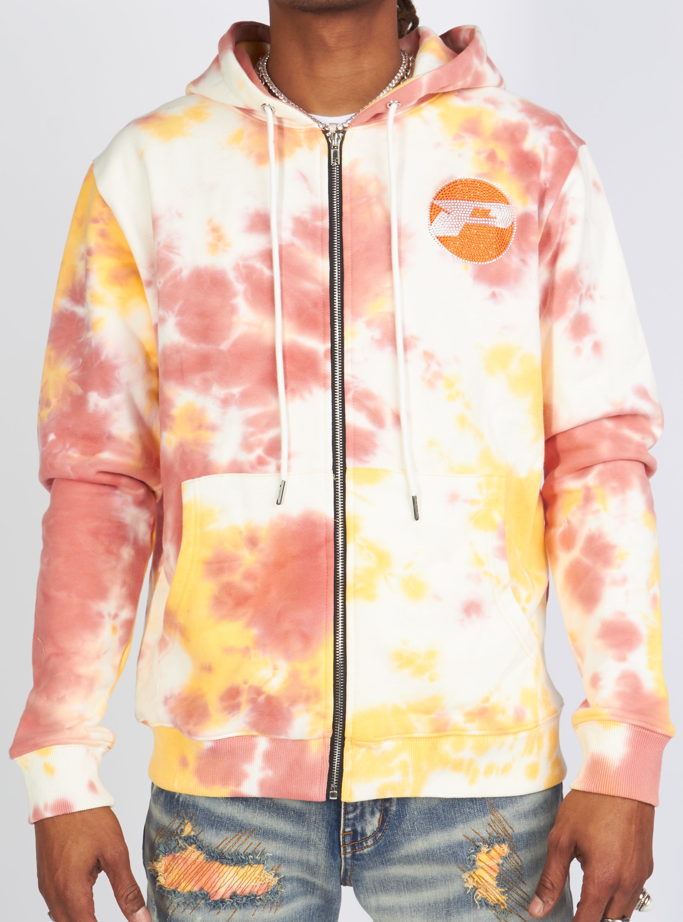 Politics Hoodie - Mikan Tie Dye Zip Up -  Yellow And Multi - MIKAN352