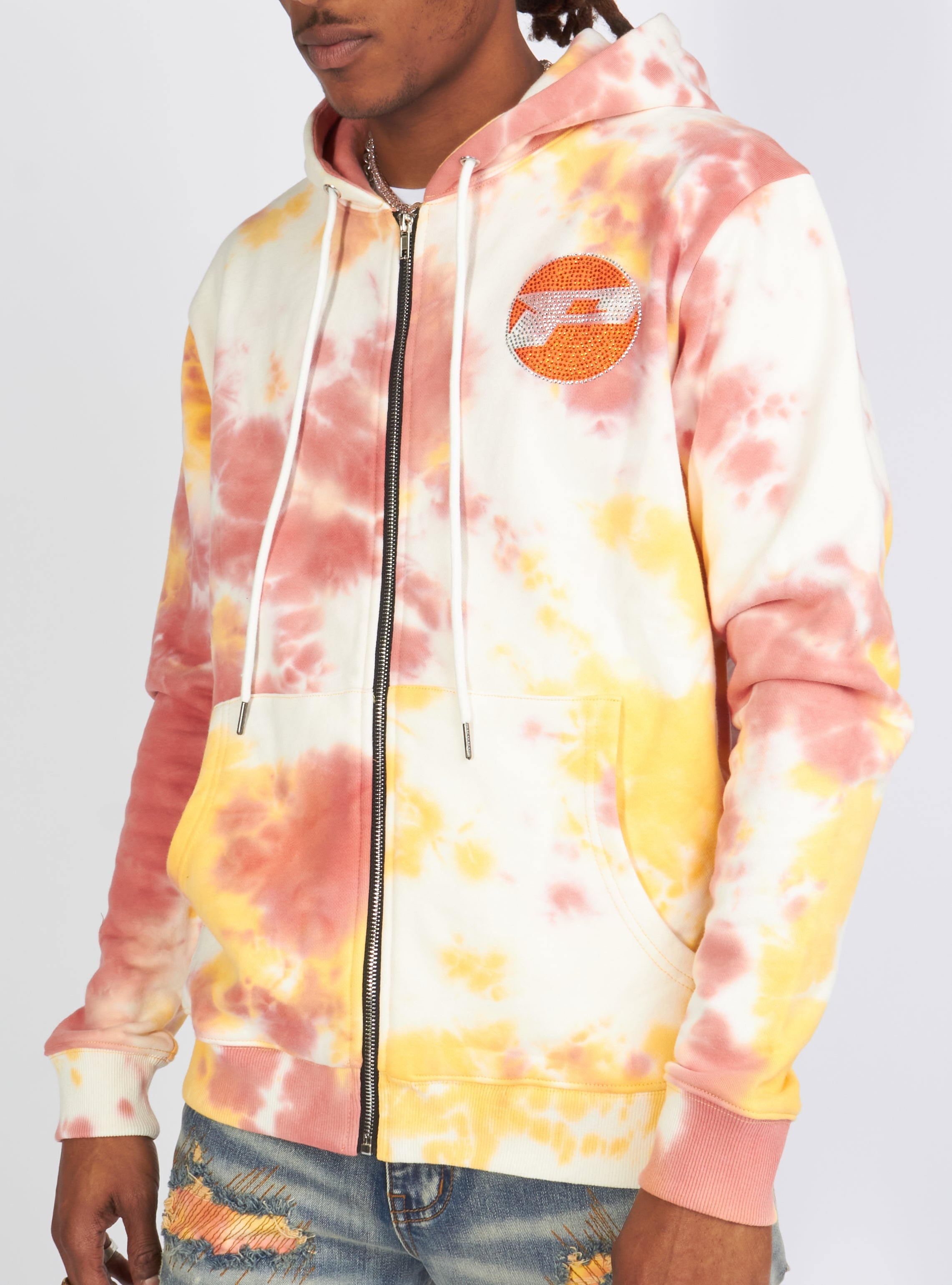 Politics Hoodie - Mikan Tie Dye Zip Up -  Yellow And Multi - MIKAN352