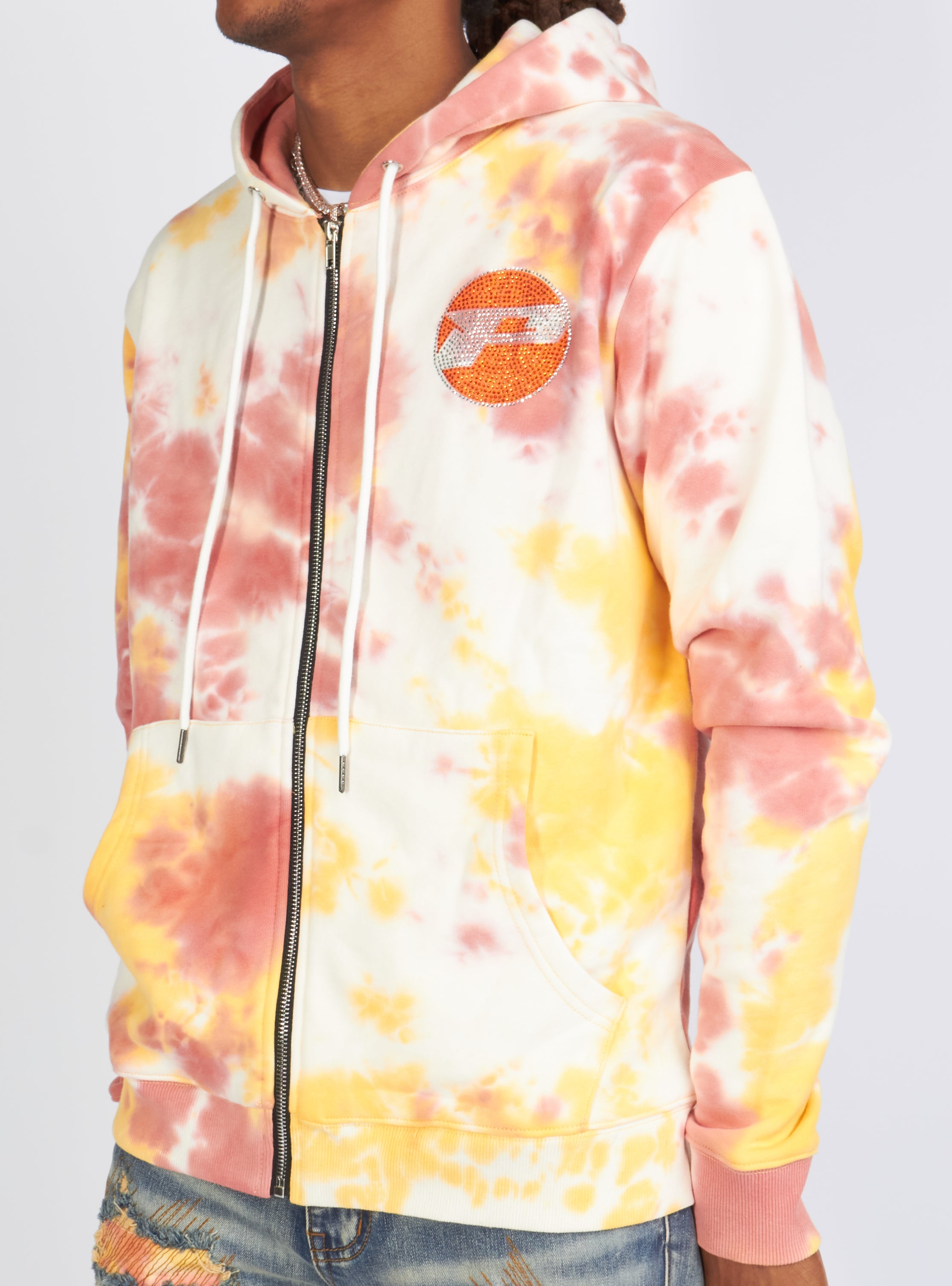 Politics Hoodie - Mikan Tie Dye Zip Up -  Yellow And Multi - MIKAN352