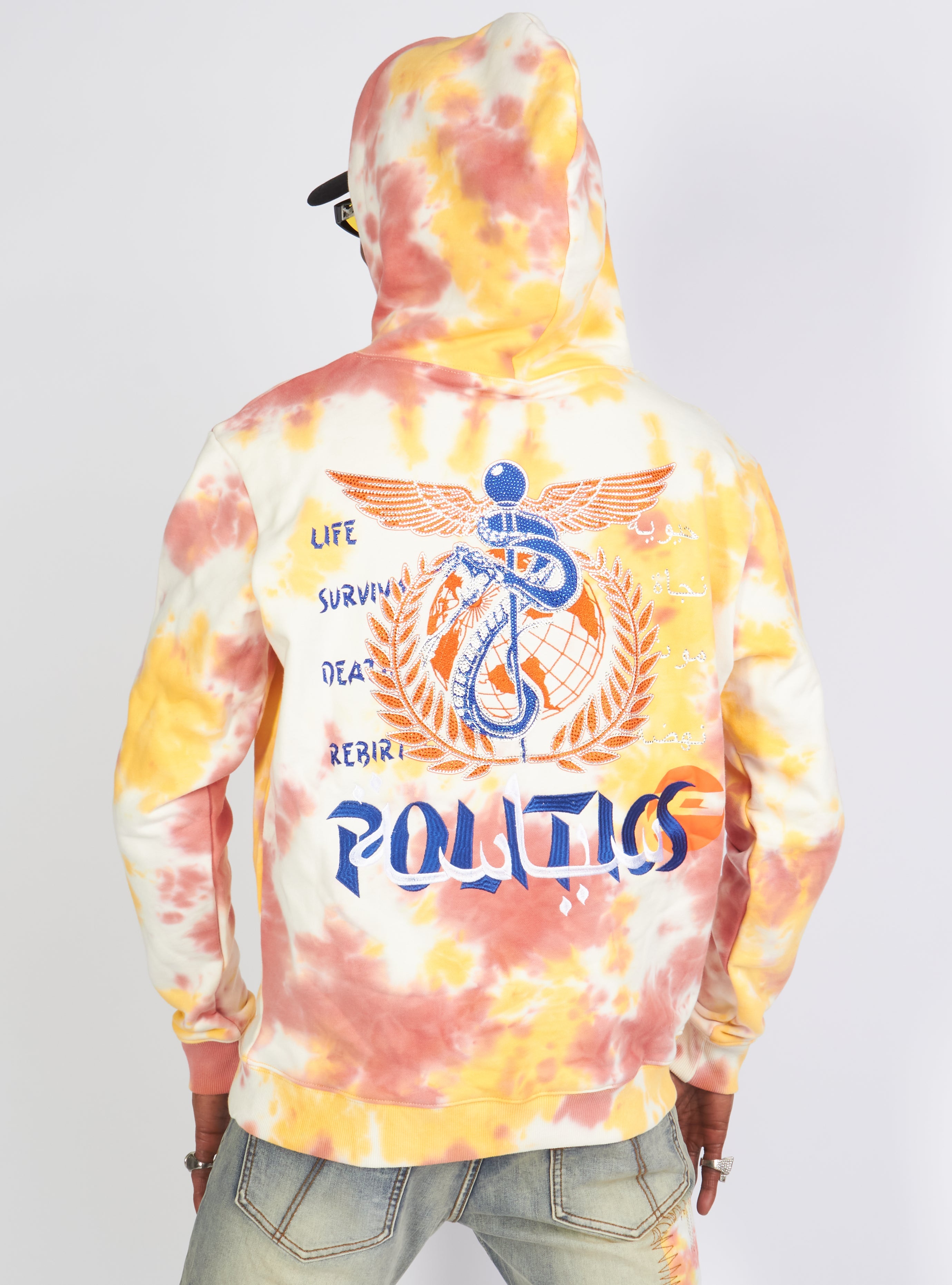 Politics Hoodie - Mikan Tie Dye Zip Up -  Yellow And Multi - MIKAN352