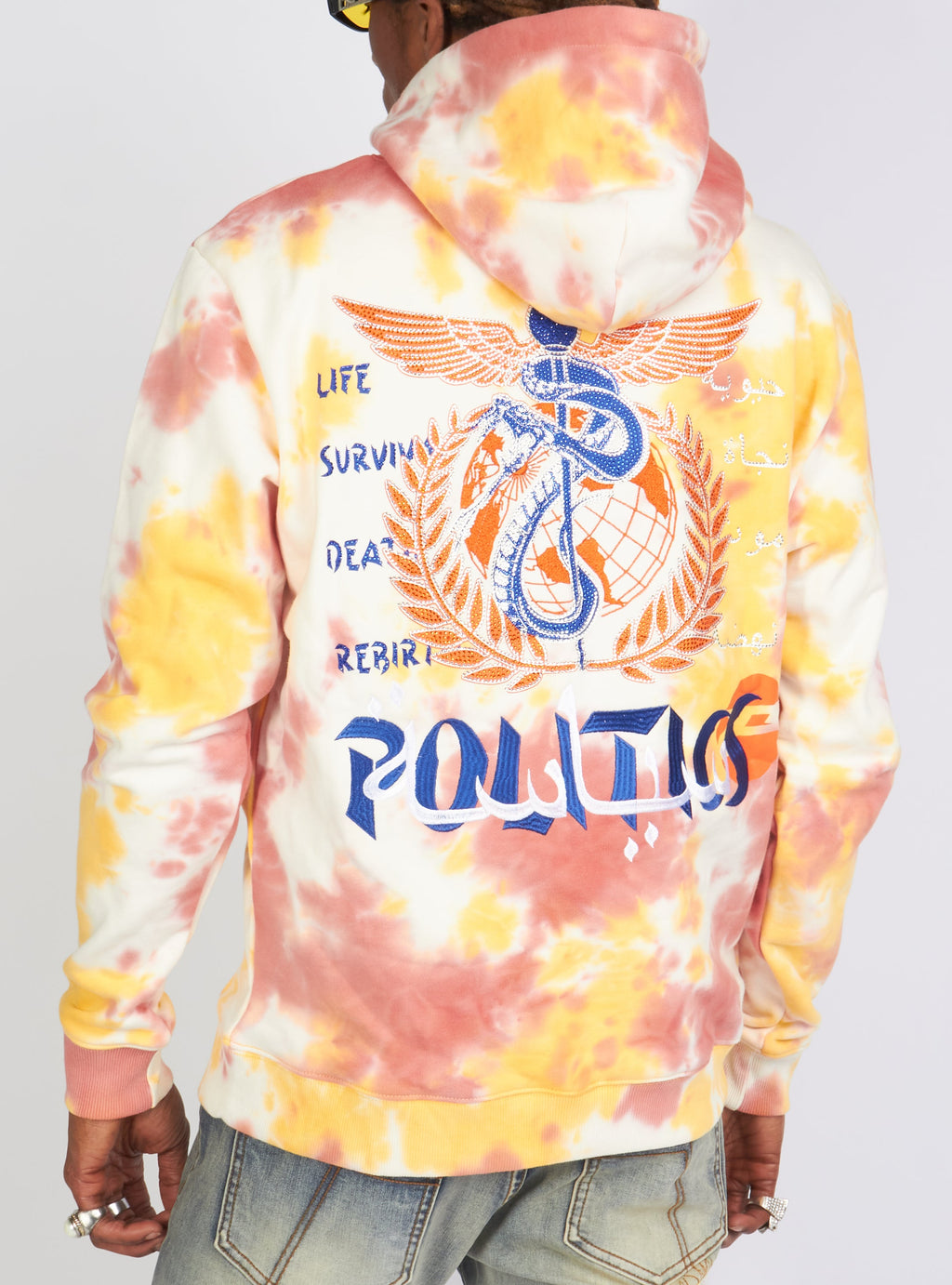 Politics Hoodie - Mikan Tie Dye Zip Up -  Yellow And Multi - MIKAN352